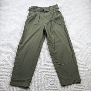 Banana Republic Pants Womens 4 Green Paperbag Waist Belted Tapered Chino Boho